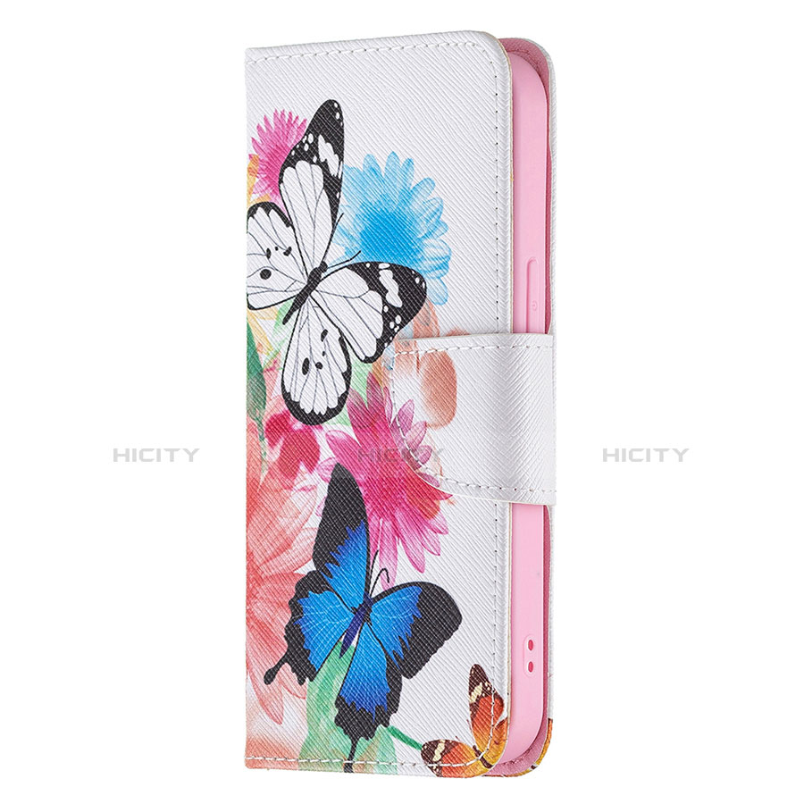 Custodia Portafoglio In Pelle Farfalla Cover con Supporto L03 per Apple iPhone 13 Pro Rosa