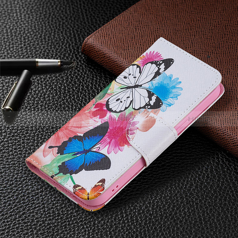 Custodia Portafoglio In Pelle Farfalla Cover con Supporto L03 per Apple iPhone 14 Pro Max Rosa