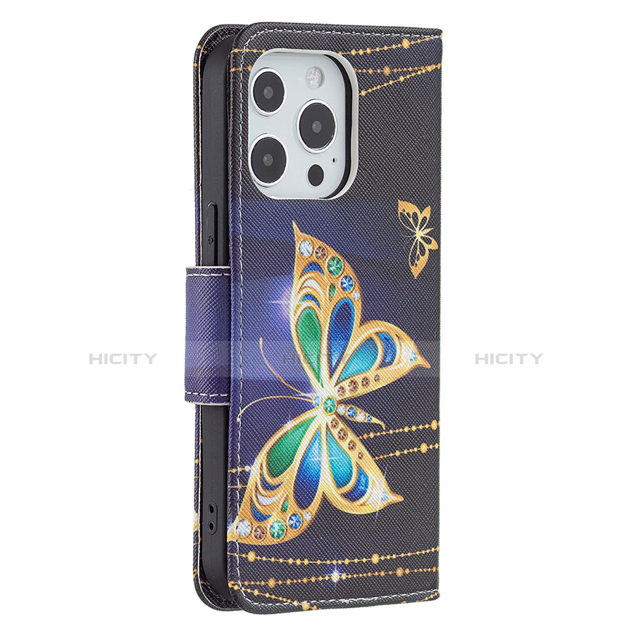 Custodia Portafoglio In Pelle Farfalla Cover con Supporto L07 per Apple iPhone 13 Pro Multicolore