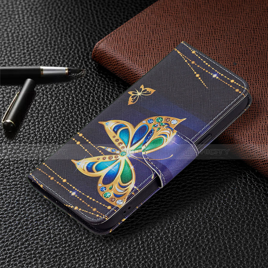 Custodia Portafoglio In Pelle Farfalla Cover con Supporto L07 per Apple iPhone 13 Pro Multicolore
