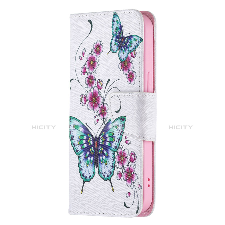 Custodia Portafoglio In Pelle Farfalla Cover con Supporto L07 per Apple iPhone 13 Pro Rosa