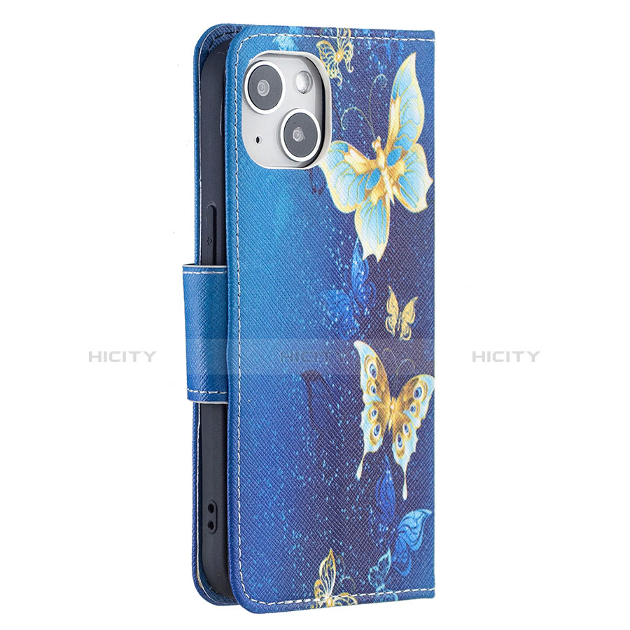 Custodia Portafoglio In Pelle Farfalla Cover con Supporto L07 per Apple iPhone 14 Plus Blu