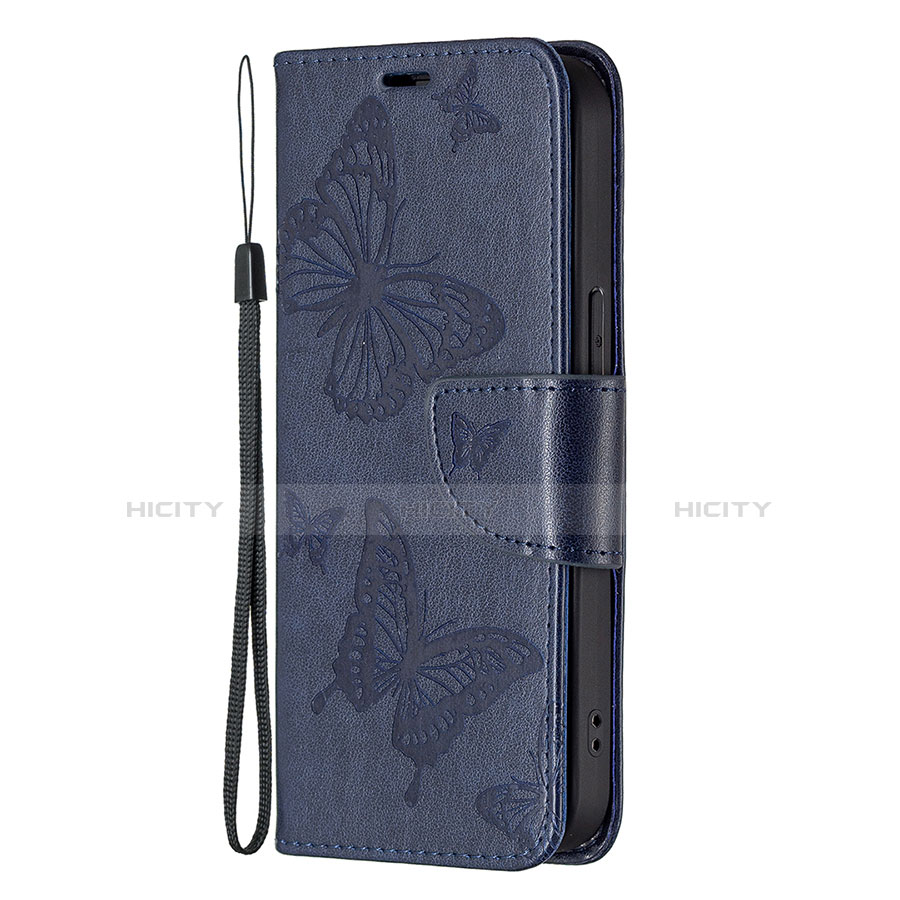 Custodia Portafoglio In Pelle Farfalla Cover con Supporto L09 per Apple iPhone 13 Pro Blu