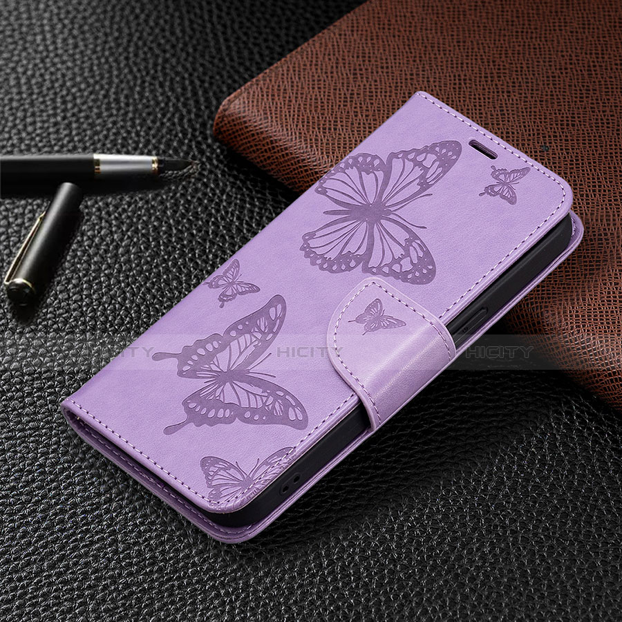 Custodia Portafoglio In Pelle Farfalla Cover con Supporto L09 per Apple iPhone 13 Pro Max Viola