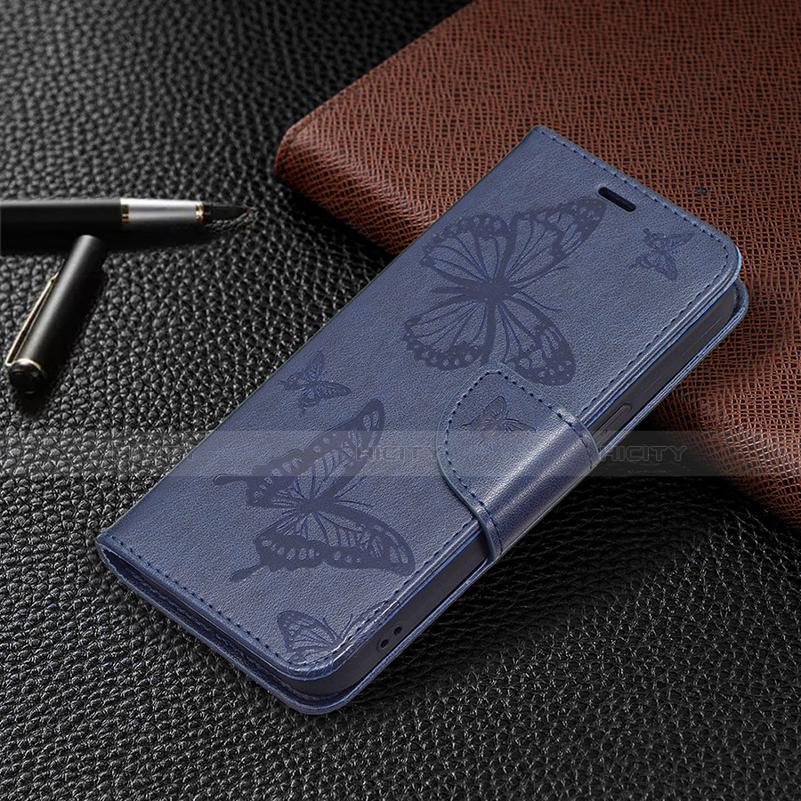 Custodia Portafoglio In Pelle Farfalla Cover con Supporto L09 per Apple iPhone 14 Plus Blu