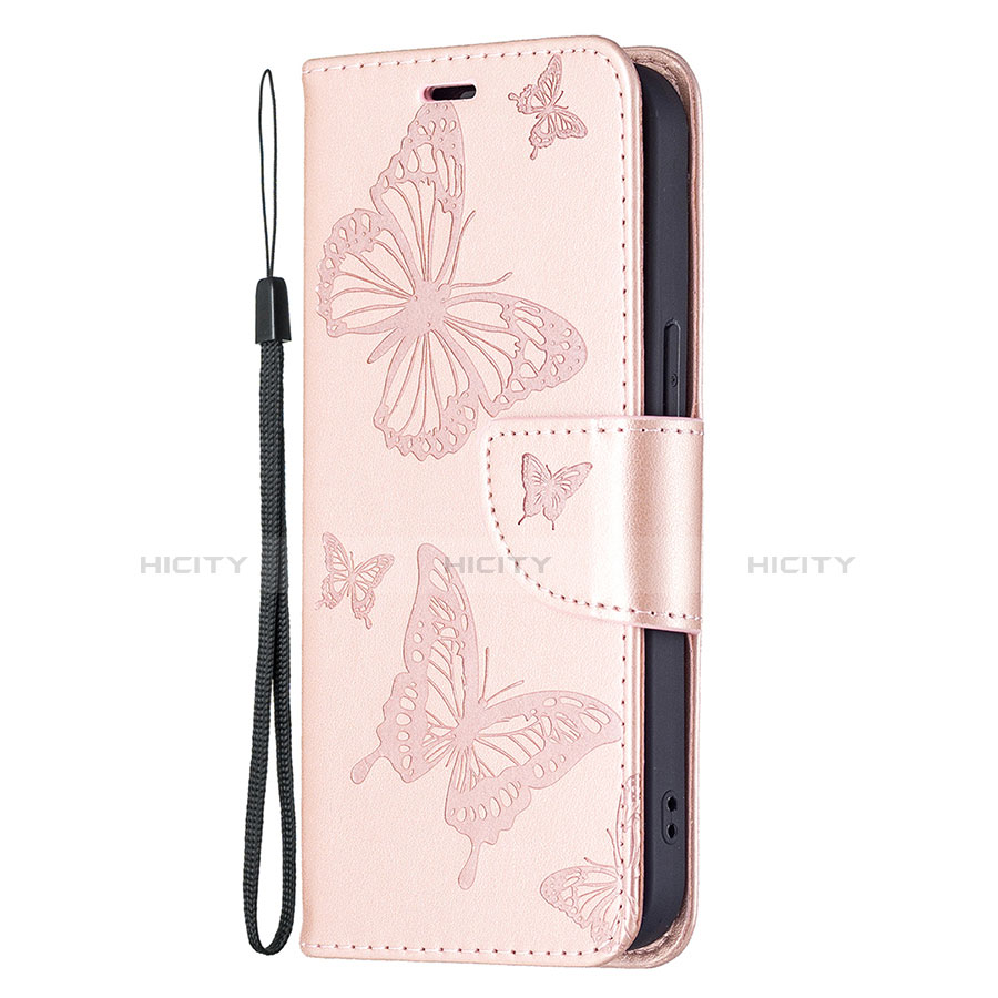 Custodia Portafoglio In Pelle Farfalla Cover con Supporto L09 per Apple iPhone 14 Plus Rosa