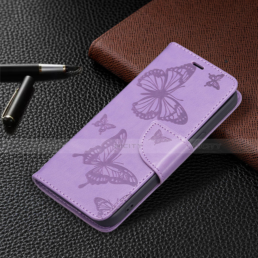 Custodia Portafoglio In Pelle Farfalla Cover con Supporto L09 per Apple iPhone 14 Plus Viola