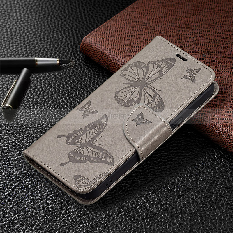Custodia Portafoglio In Pelle Farfalla Cover con Supporto L09 per Apple iPhone 14 Pro Grigio Scuro