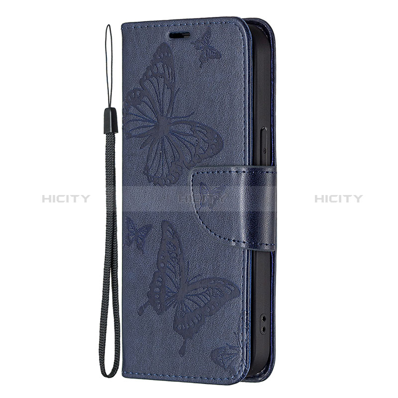 Custodia Portafoglio In Pelle Farfalla Cover con Supporto L09 per Apple iPhone 14 Pro Max Blu