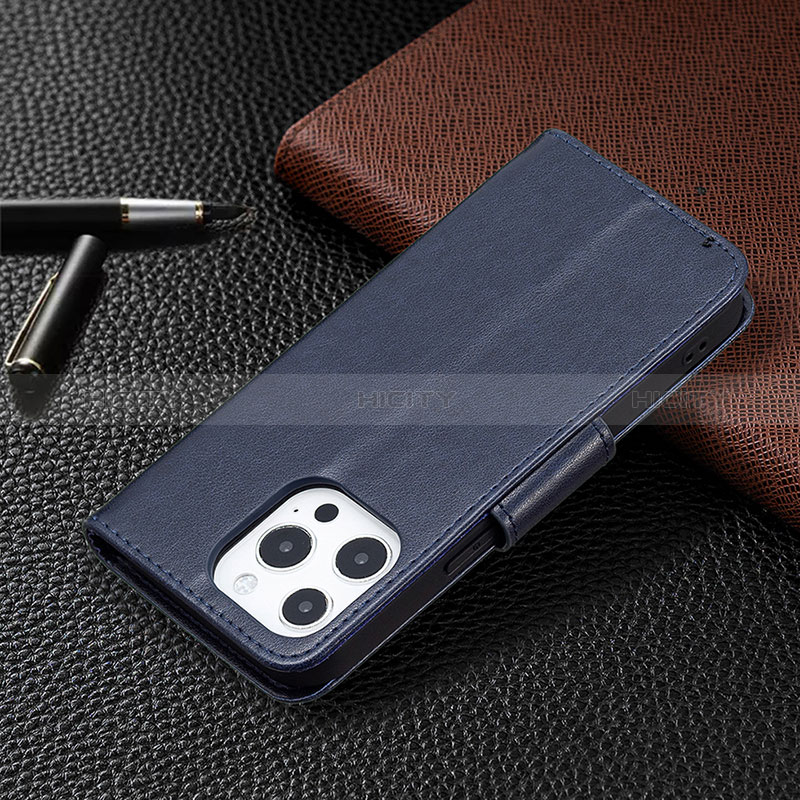 Custodia Portafoglio In Pelle Farfalla Cover con Supporto L09 per Apple iPhone 14 Pro Max Blu