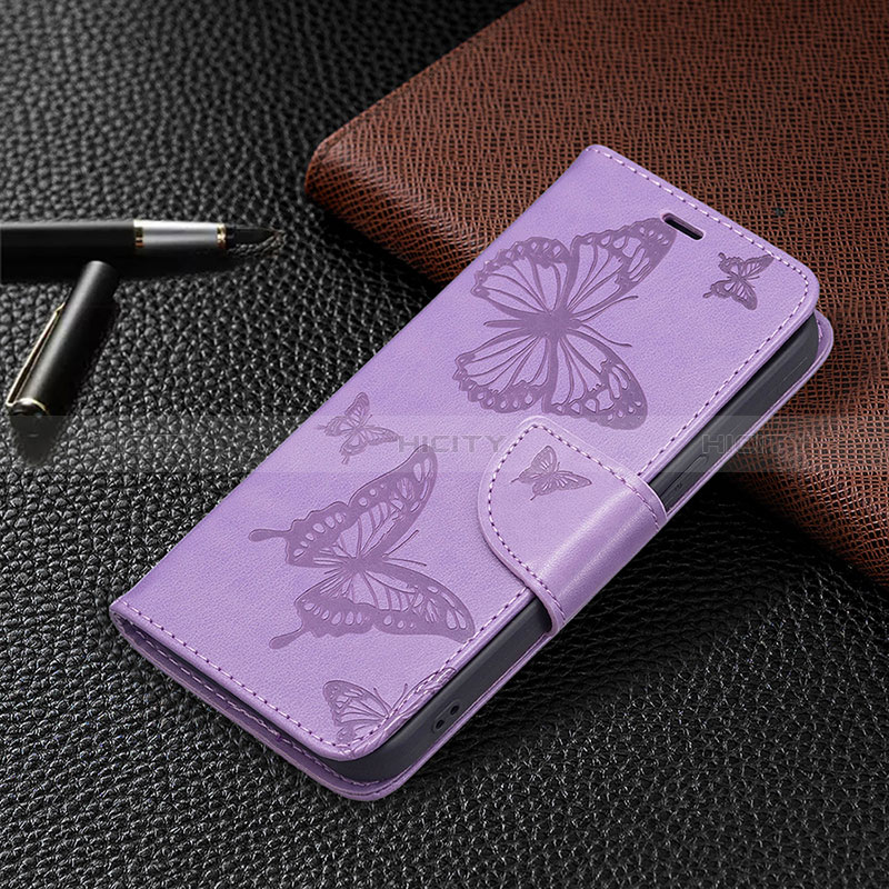 Custodia Portafoglio In Pelle Farfalla Cover con Supporto L09 per Apple iPhone 15 Plus Viola