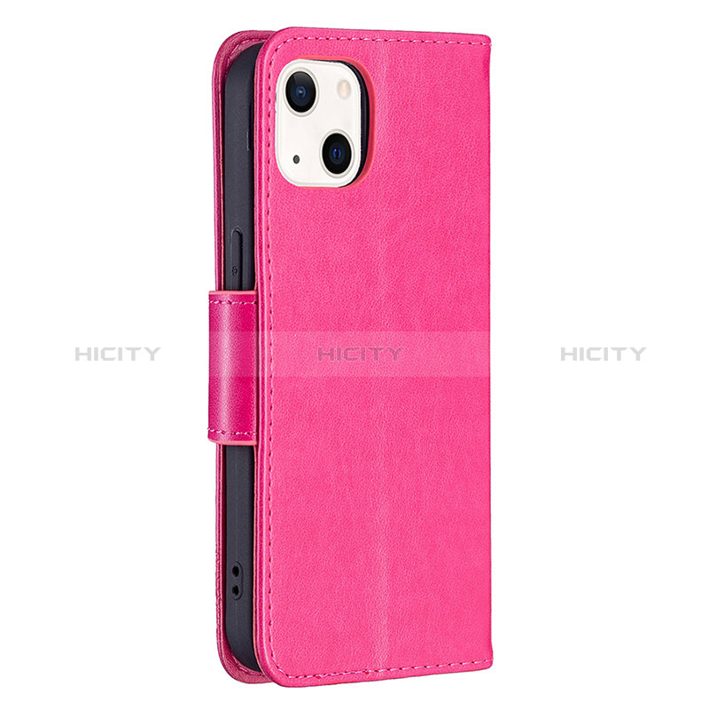 Custodia Portafoglio In Pelle Farfalla Cover con Supporto L09 per Apple iPhone 15 Rosa Caldo