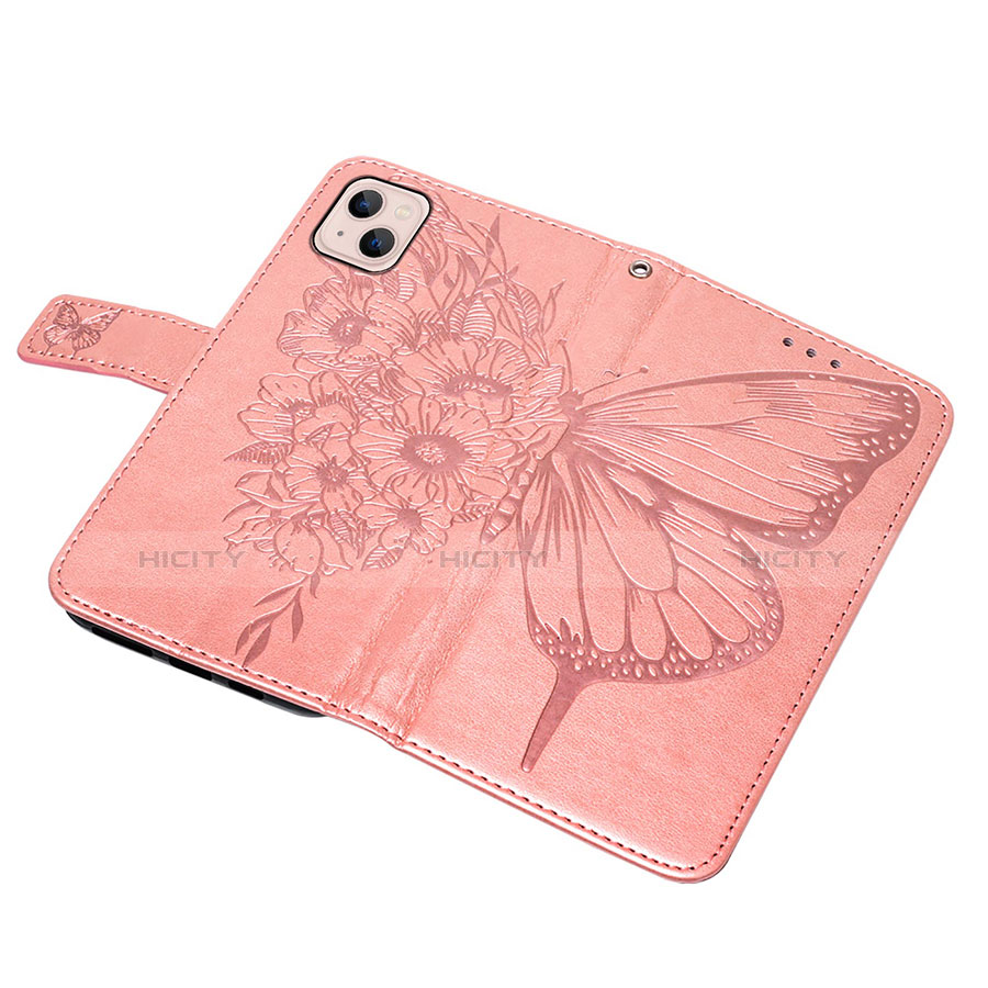 Custodia Portafoglio In Pelle Farfalla Cover con Supporto L10 per Apple iPhone 13 Mini Oro Rosa