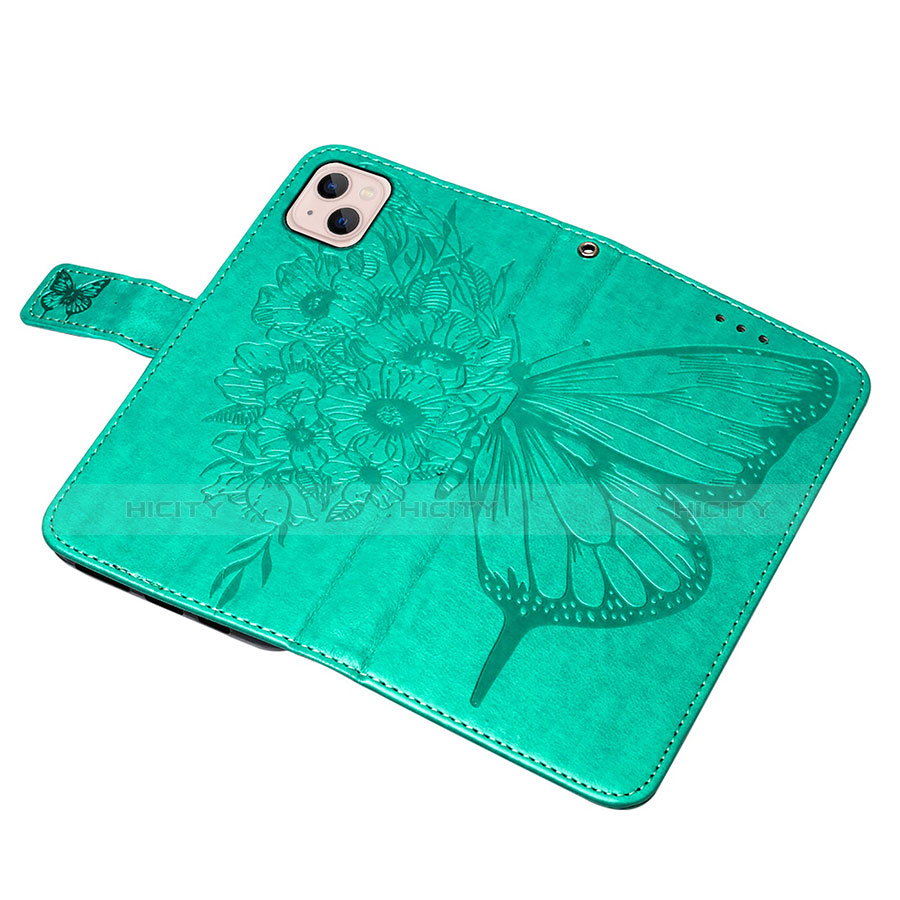 Custodia Portafoglio In Pelle Farfalla Cover con Supporto L10 per Apple iPhone 13 Mini Verde
