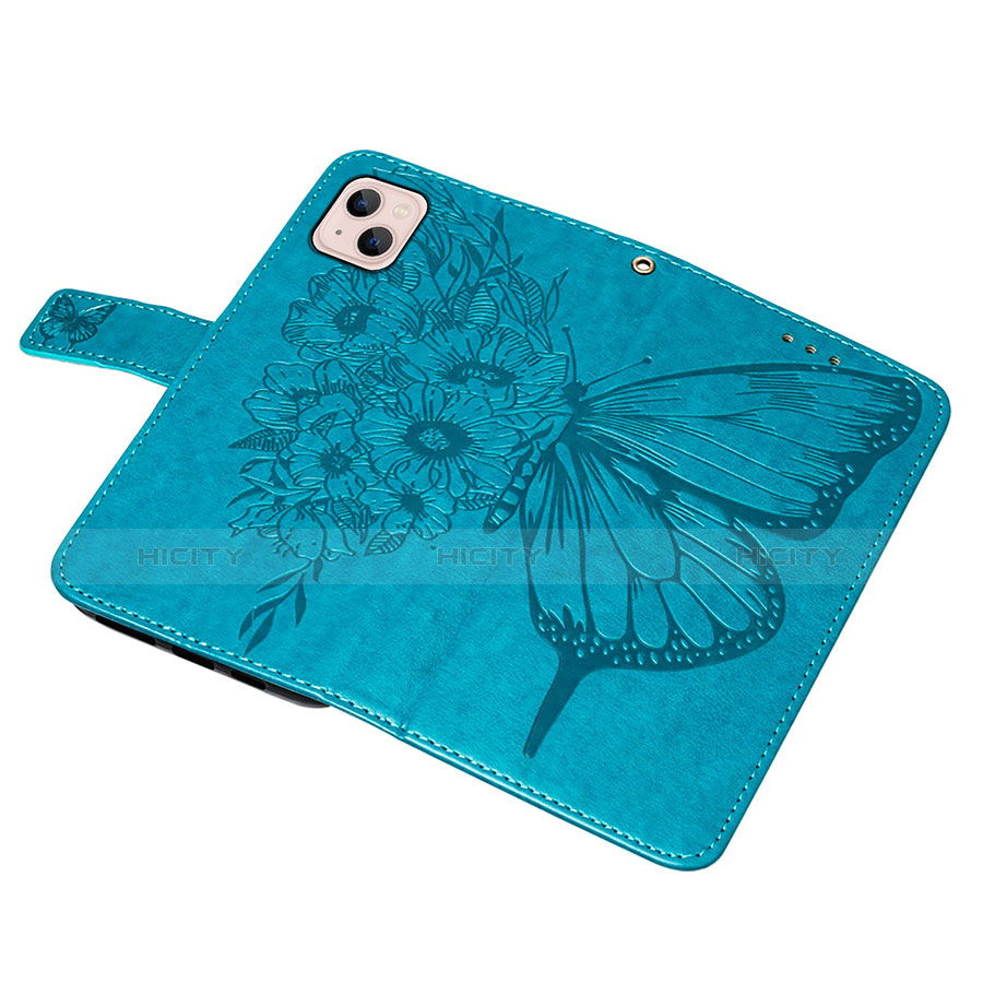 Custodia Portafoglio In Pelle Farfalla Cover con Supporto L10 per Apple iPhone 14 Plus Blu