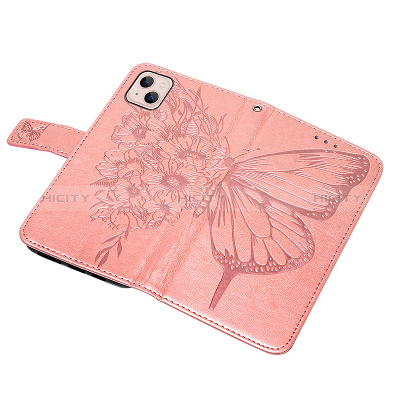 Custodia Portafoglio In Pelle Farfalla Cover con Supporto L10 per Apple iPhone 15 Oro Rosa
