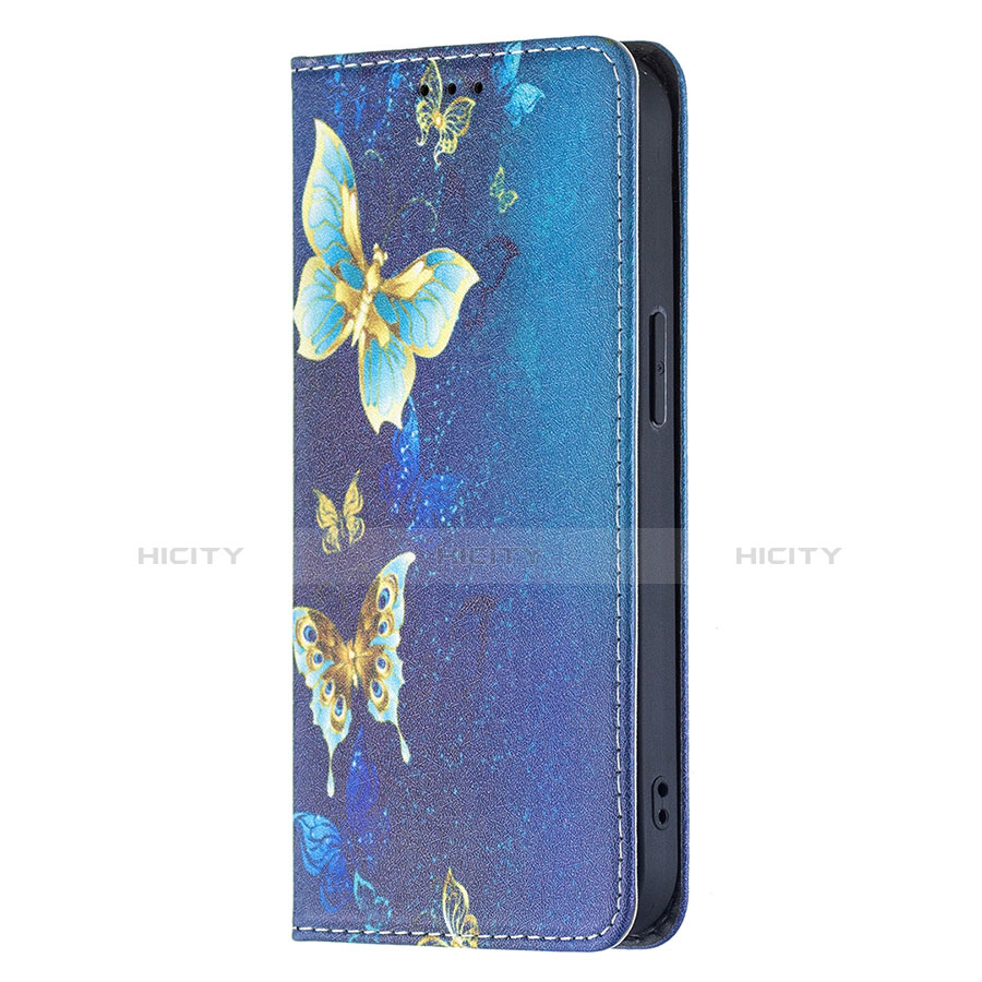 Custodia Portafoglio In Pelle Farfalla Cover con Supporto per Apple iPhone 13 Mini Blu