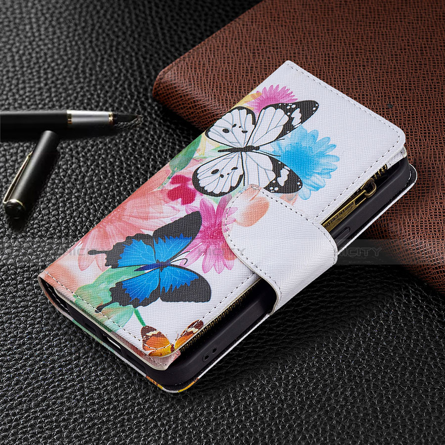 Custodia Portafoglio In Pelle Farfalla Cover con Supporto per Apple iPhone 13 Pro Max Rosa