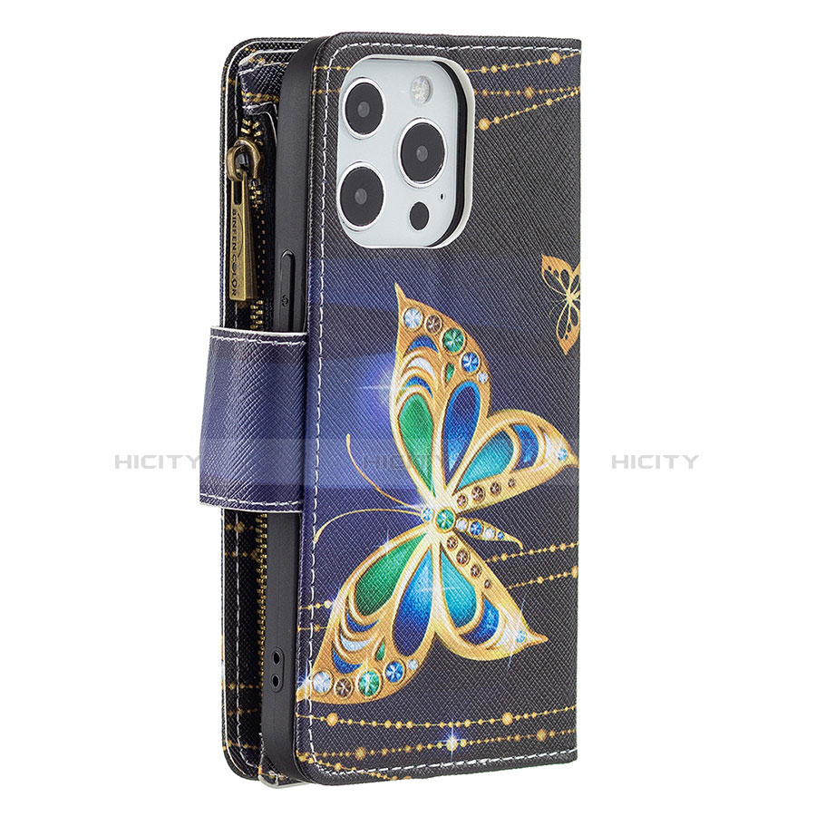 Custodia Portafoglio In Pelle Farfalla Cover con Supporto per Apple iPhone 13 Pro Multicolore