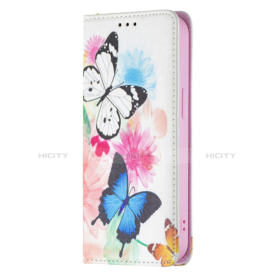 Custodia Portafoglio In Pelle Farfalla Cover con Supporto per Apple iPhone 13 Rosa