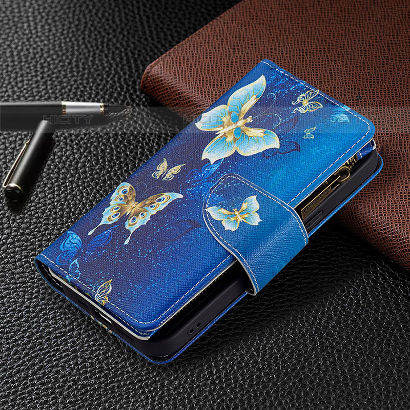 Custodia Portafoglio In Pelle Farfalla Cover con Supporto per Apple iPhone 15 Pro Blu