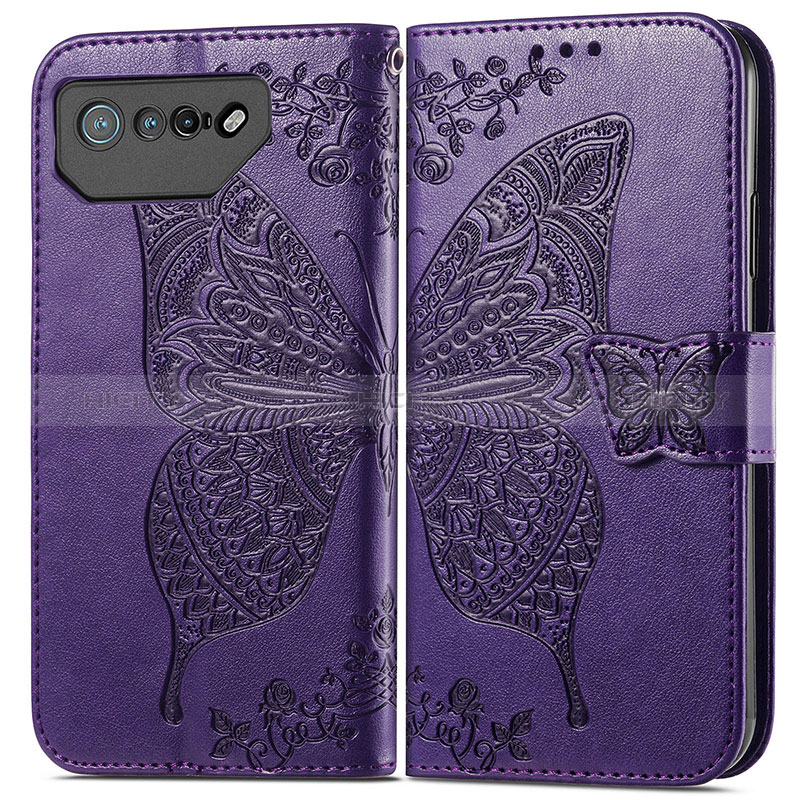 Custodia Portafoglio In Pelle Farfalla Cover con Supporto per Asus ROG Phone 7 Pro