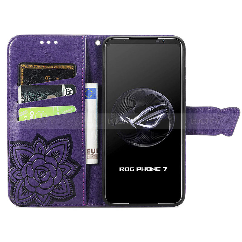 Custodia Portafoglio In Pelle Farfalla Cover con Supporto per Asus ROG Phone 7 Ultimate
