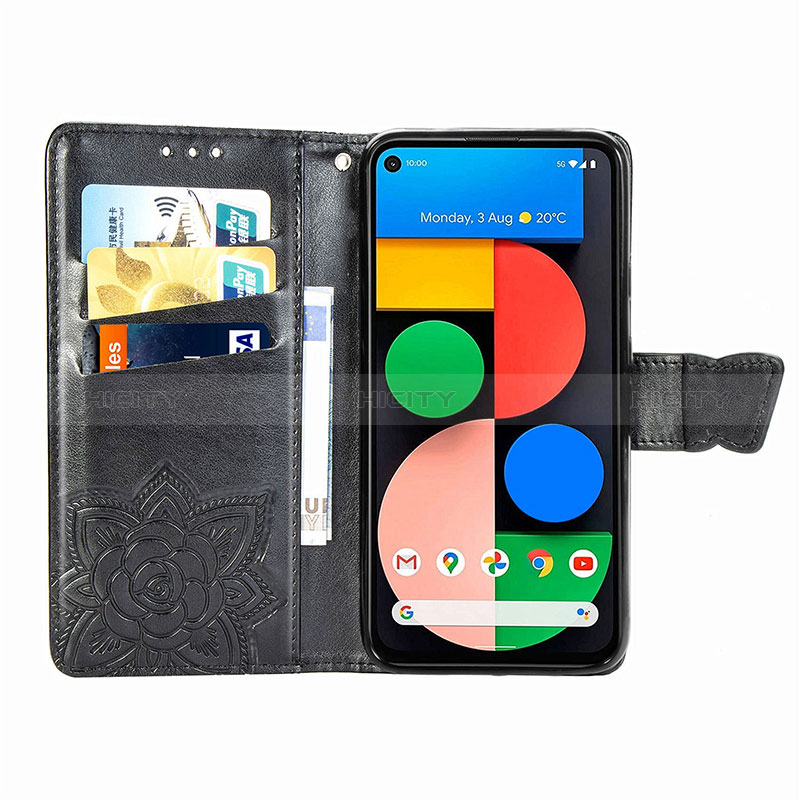 Custodia Portafoglio In Pelle Farfalla Cover con Supporto per Google Pixel 5