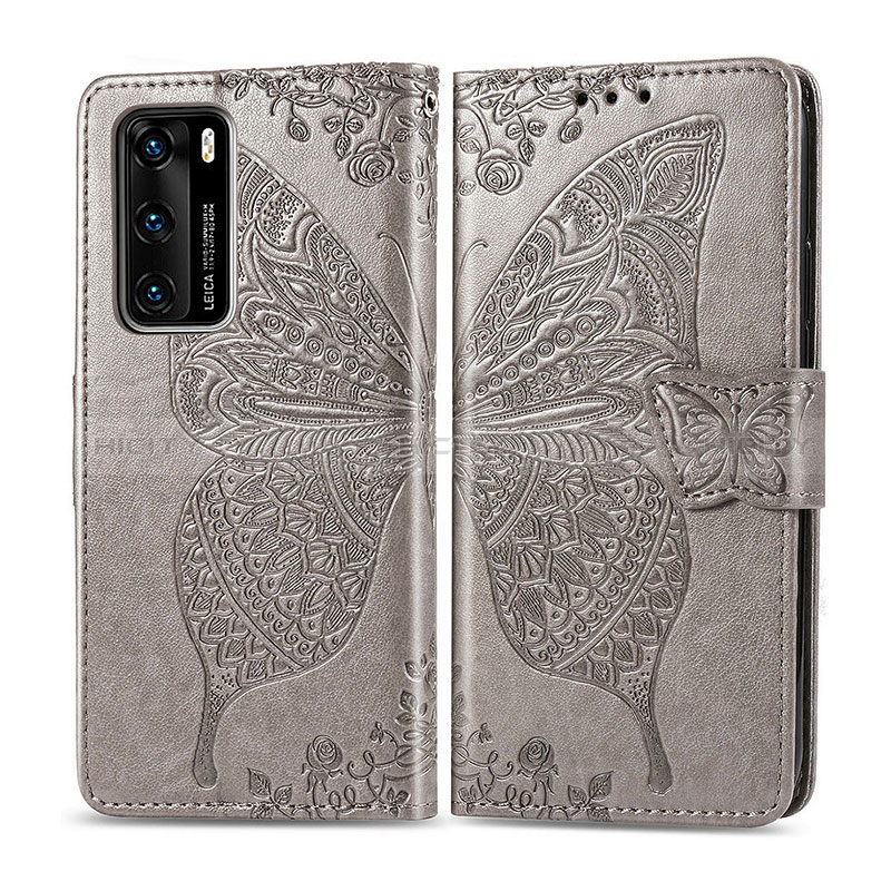 Custodia Portafoglio In Pelle Farfalla Cover con Supporto per Huawei P40