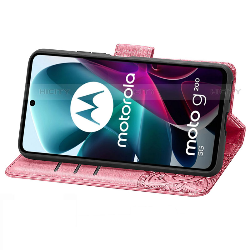 Custodia Portafoglio In Pelle Farfalla Cover con Supporto per Motorola Moto G200 5G