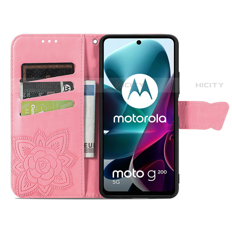 Custodia Portafoglio In Pelle Farfalla Cover con Supporto per Motorola Moto G200 5G