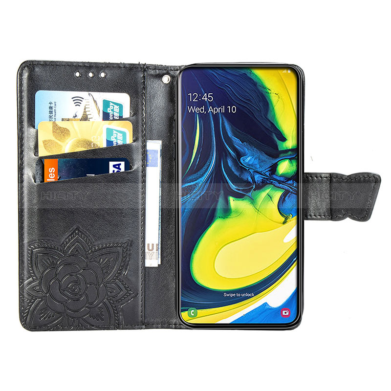Custodia Portafoglio In Pelle Farfalla Cover con Supporto per Samsung Galaxy A80