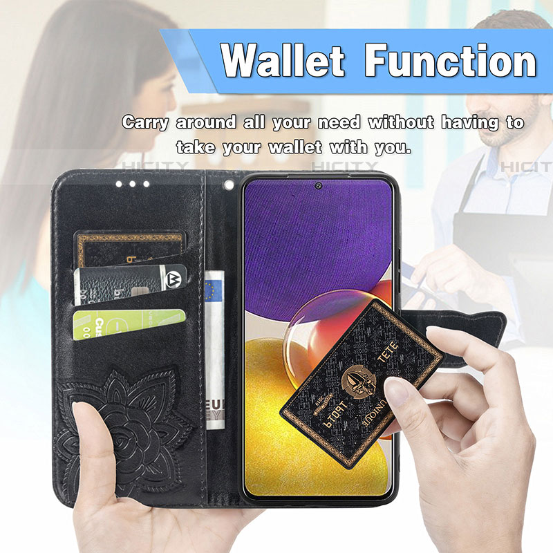 Custodia Portafoglio In Pelle Farfalla Cover con Supporto per Samsung Galaxy A82 5G