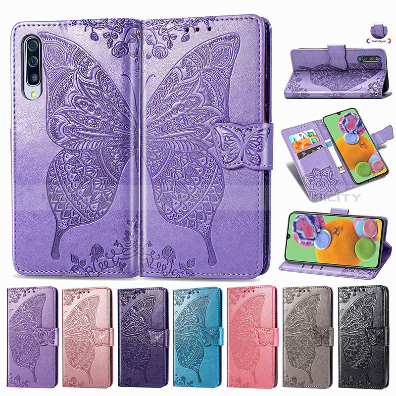 Custodia Portafoglio In Pelle Farfalla Cover con Supporto per Samsung Galaxy A90 5G