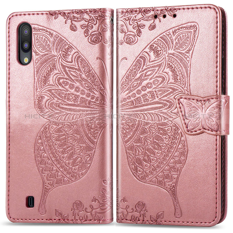 Custodia Portafoglio In Pelle Farfalla Cover con Supporto per Samsung Galaxy M10 Rosa