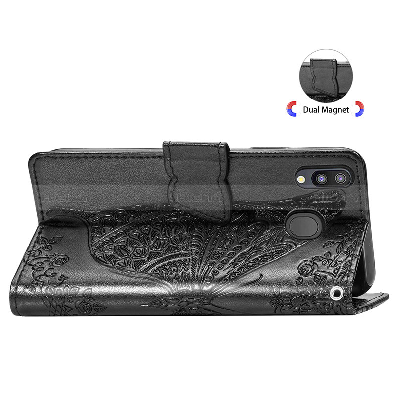 Custodia Portafoglio In Pelle Farfalla Cover con Supporto per Samsung Galaxy M20