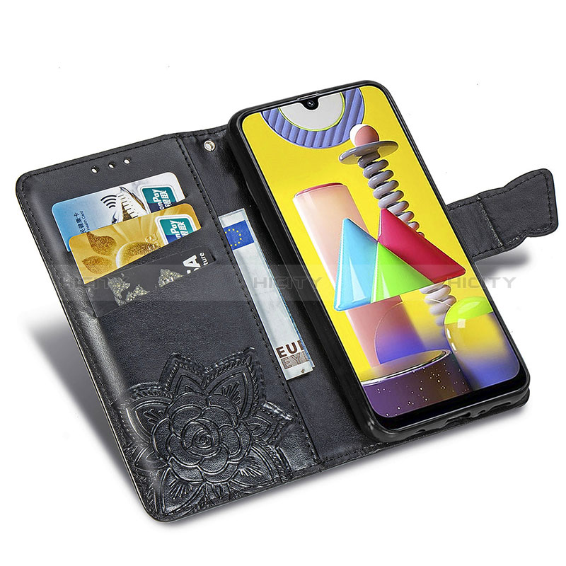 Custodia Portafoglio In Pelle Farfalla Cover con Supporto per Samsung Galaxy M21s