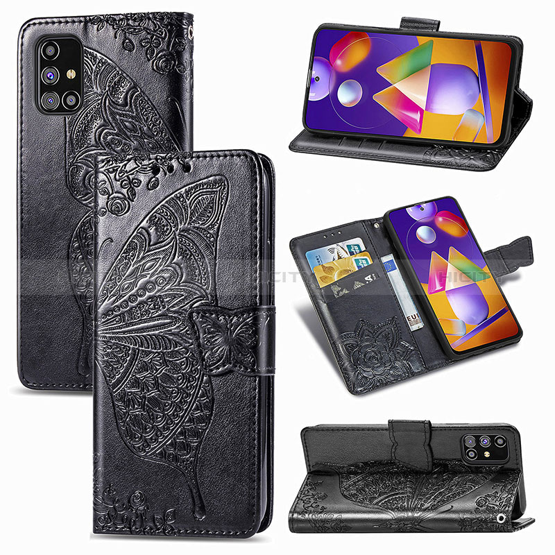 Custodia Portafoglio In Pelle Farfalla Cover con Supporto per Samsung Galaxy M31s