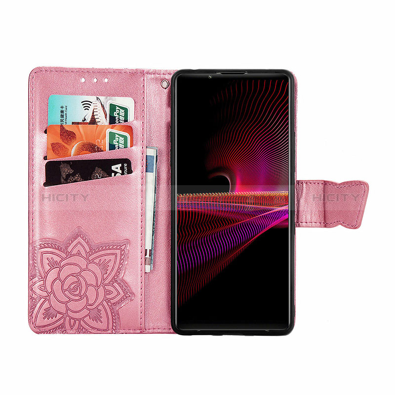 Custodia Portafoglio In Pelle Farfalla Cover con Supporto per Sony Xperia 1 III