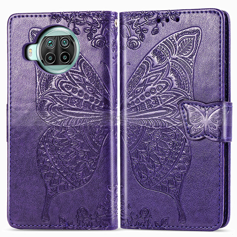 Custodia Portafoglio In Pelle Farfalla Cover con Supporto per Xiaomi Mi 10T Lite 5G Viola