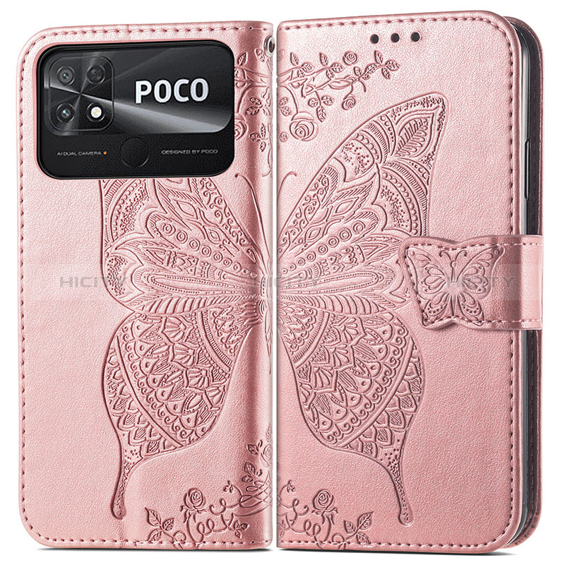 Custodia Portafoglio In Pelle Farfalla Cover con Supporto per Xiaomi Poco C40