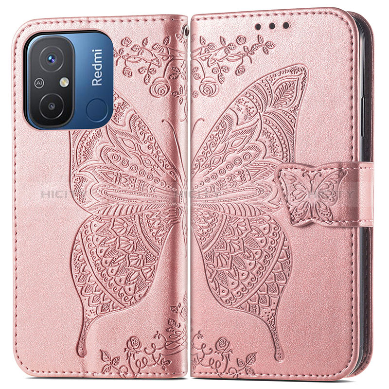 Custodia Portafoglio In Pelle Farfalla Cover con Supporto per Xiaomi Redmi 12C 4G
