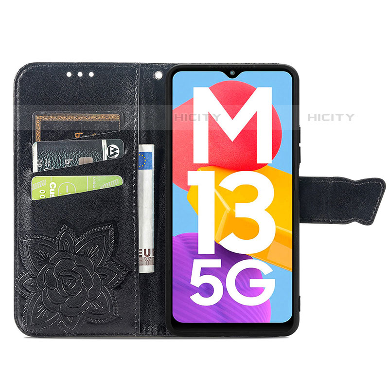 Custodia Portafoglio In Pelle Farfalla Cover con Supporto S01D per Samsung Galaxy M13 5G