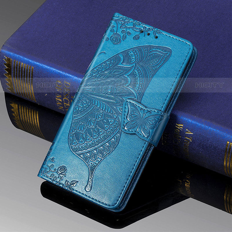 Custodia Portafoglio In Pelle Farfalla Cover con Supporto S01D per Samsung Galaxy S21 Ultra 5G Blu