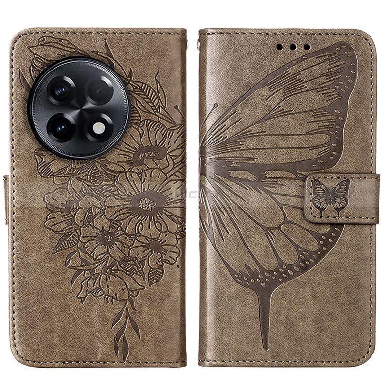 Custodia Portafoglio In Pelle Farfalla Cover con Supporto Y01B per OnePlus Ace 2 Pro 5G Grigio