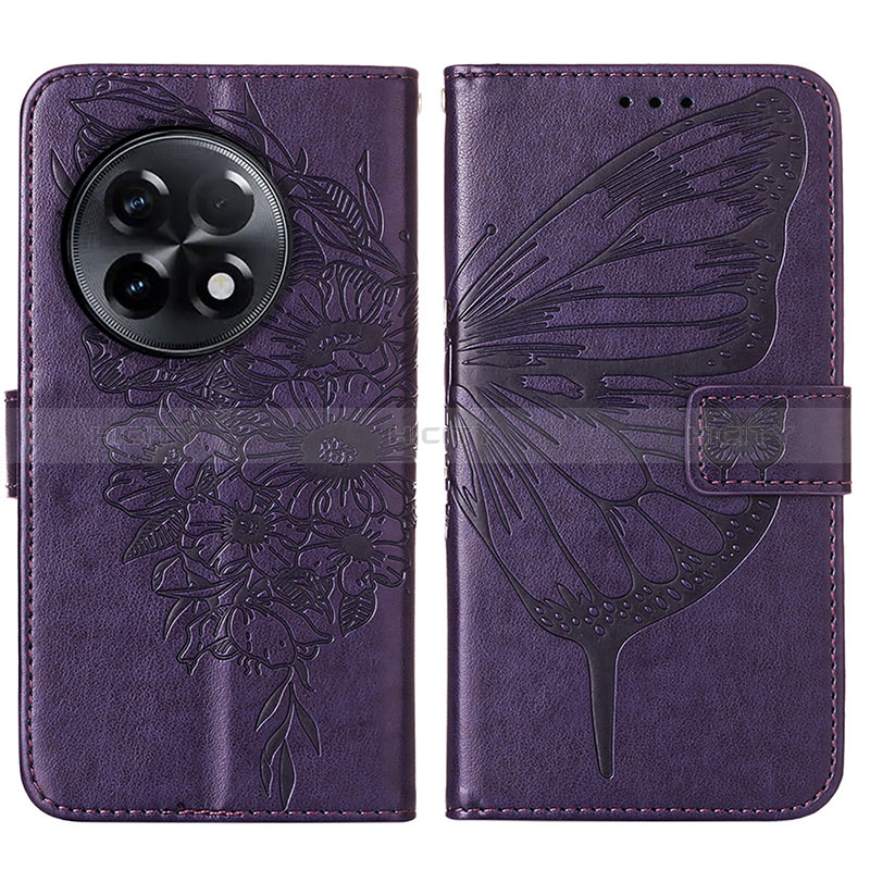 Custodia Portafoglio In Pelle Farfalla Cover con Supporto Y01B per OnePlus Ace 2 Pro 5G Viola