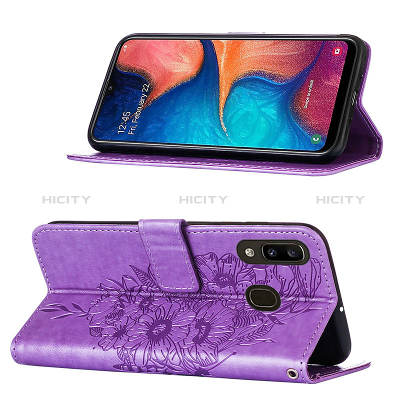 Custodia Portafoglio In Pelle Farfalla Cover con Supporto Y01B per Samsung Galaxy A20