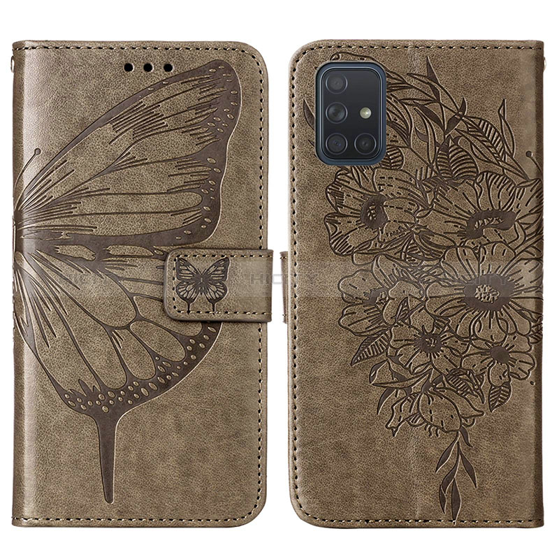 Custodia Portafoglio In Pelle Farfalla Cover con Supporto Y01B per Samsung Galaxy A51 4G Grigio