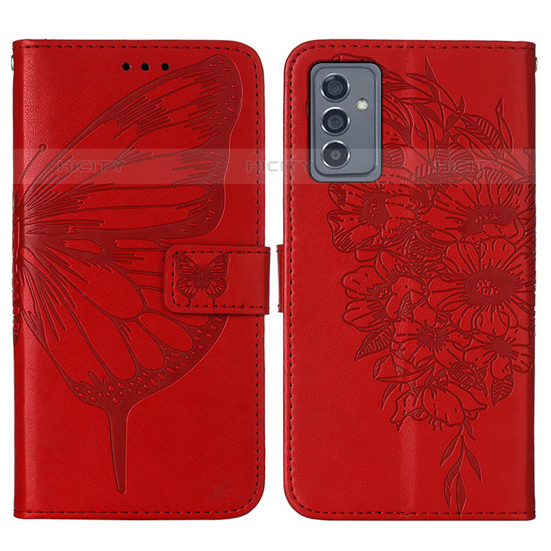 Custodia Portafoglio In Pelle Farfalla Cover con Supporto Y01B per Samsung Galaxy Quantum2 5G Rosso