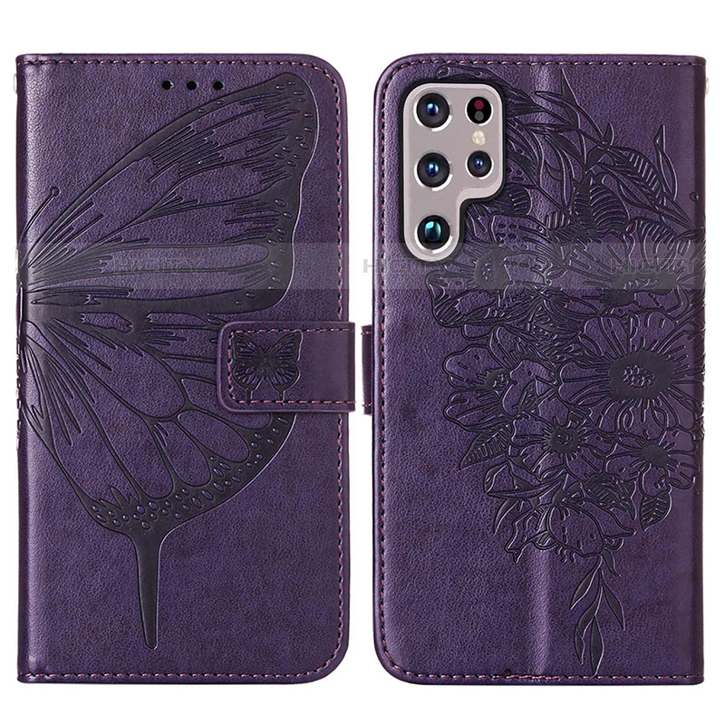 Custodia Portafoglio In Pelle Farfalla Cover con Supporto Y06B per Samsung Galaxy S22 Ultra 5G